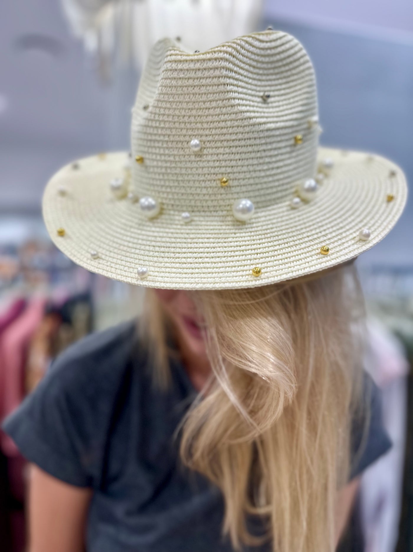 Pearl All Over Me Straw Hat