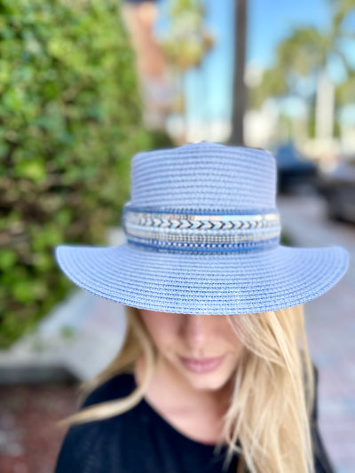 Azure Straw Boaters Hat