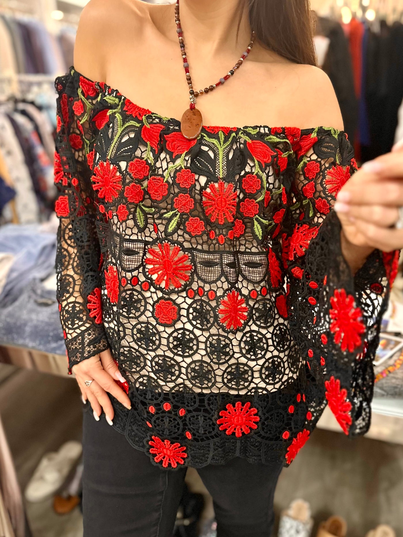 Rosetta Off the Shoulder Lace Top