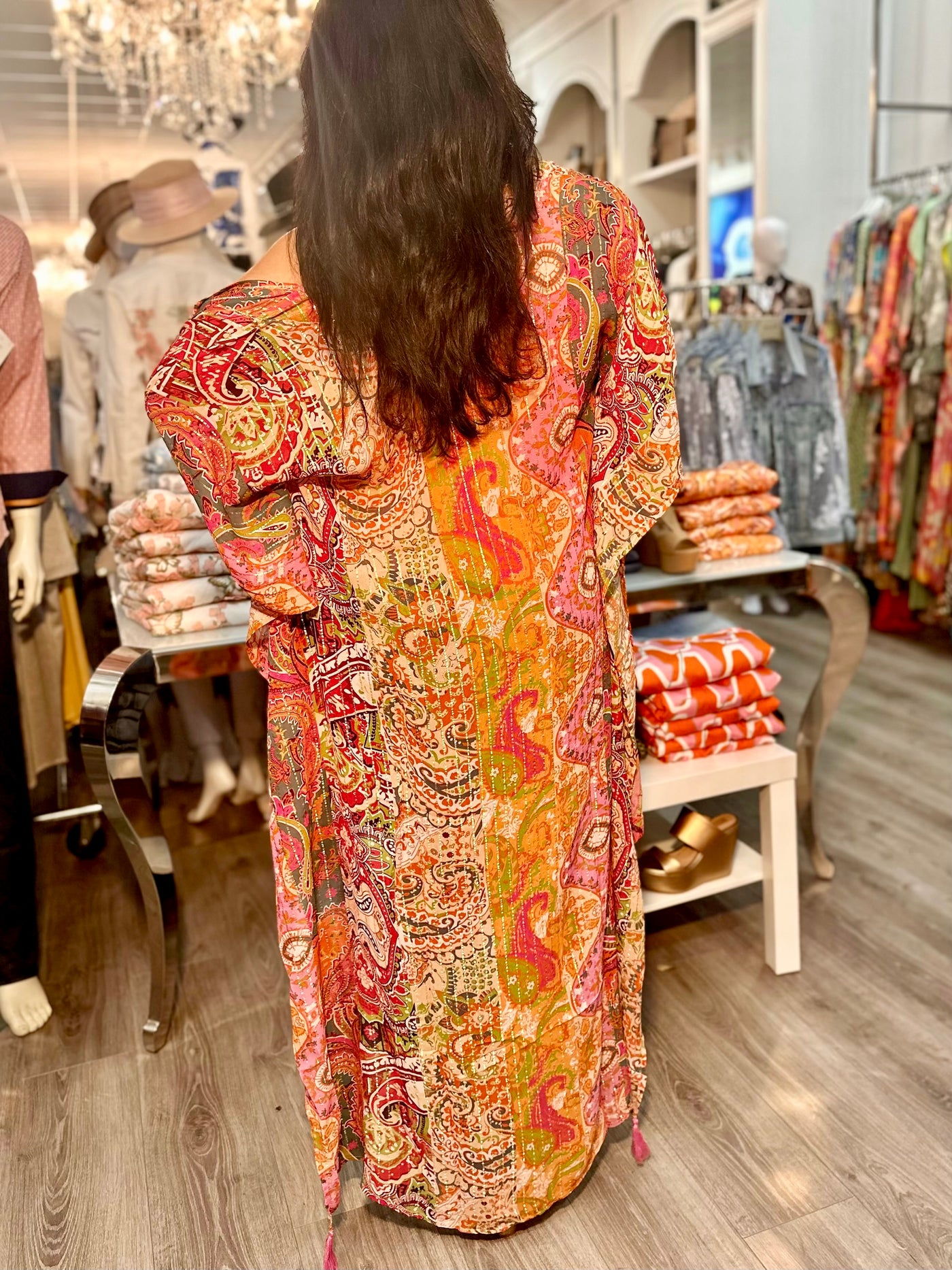 Panama Paisley Lurex Maxi Kimono