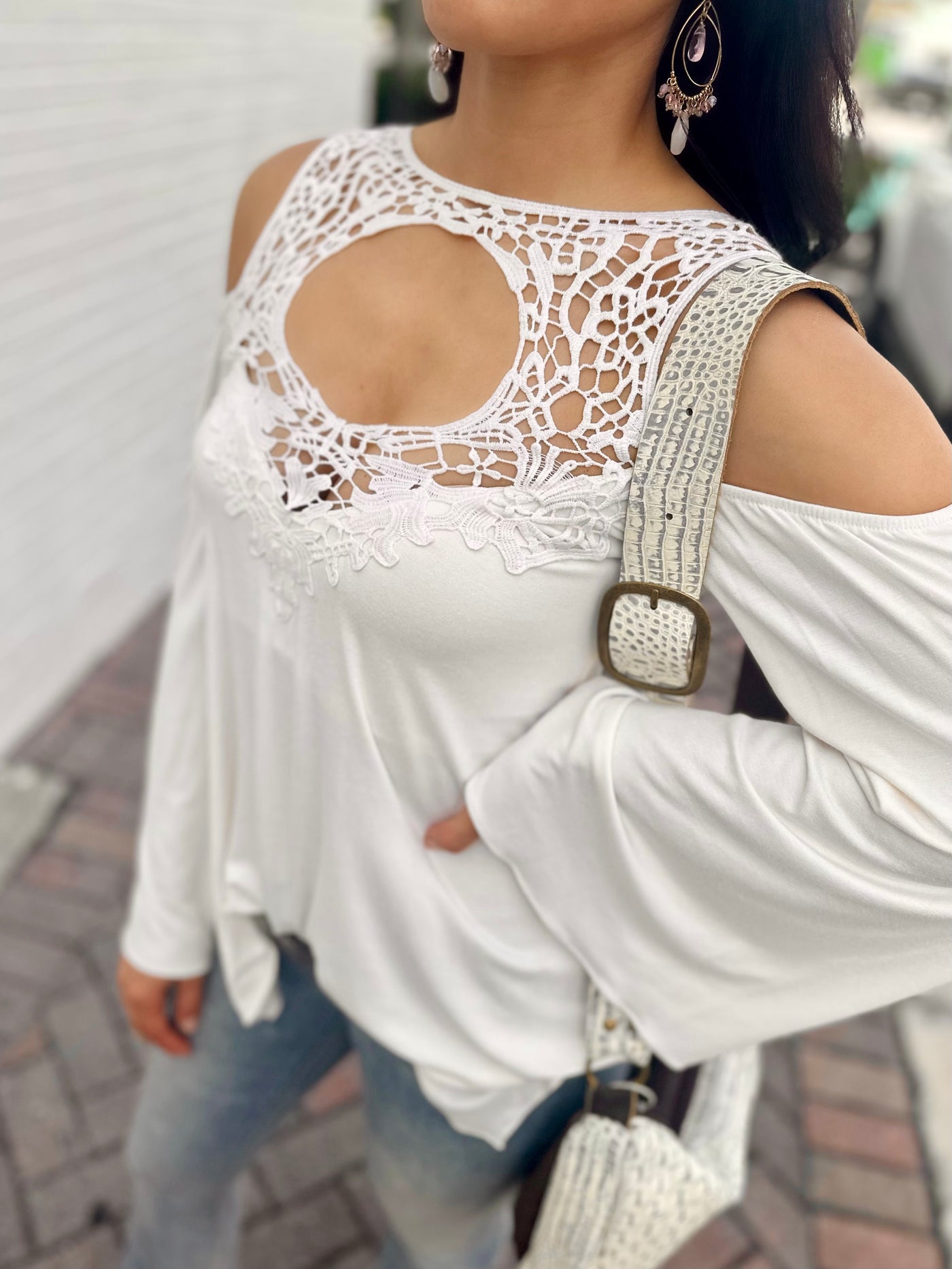 Nicola Lace Cold Shoulder Top