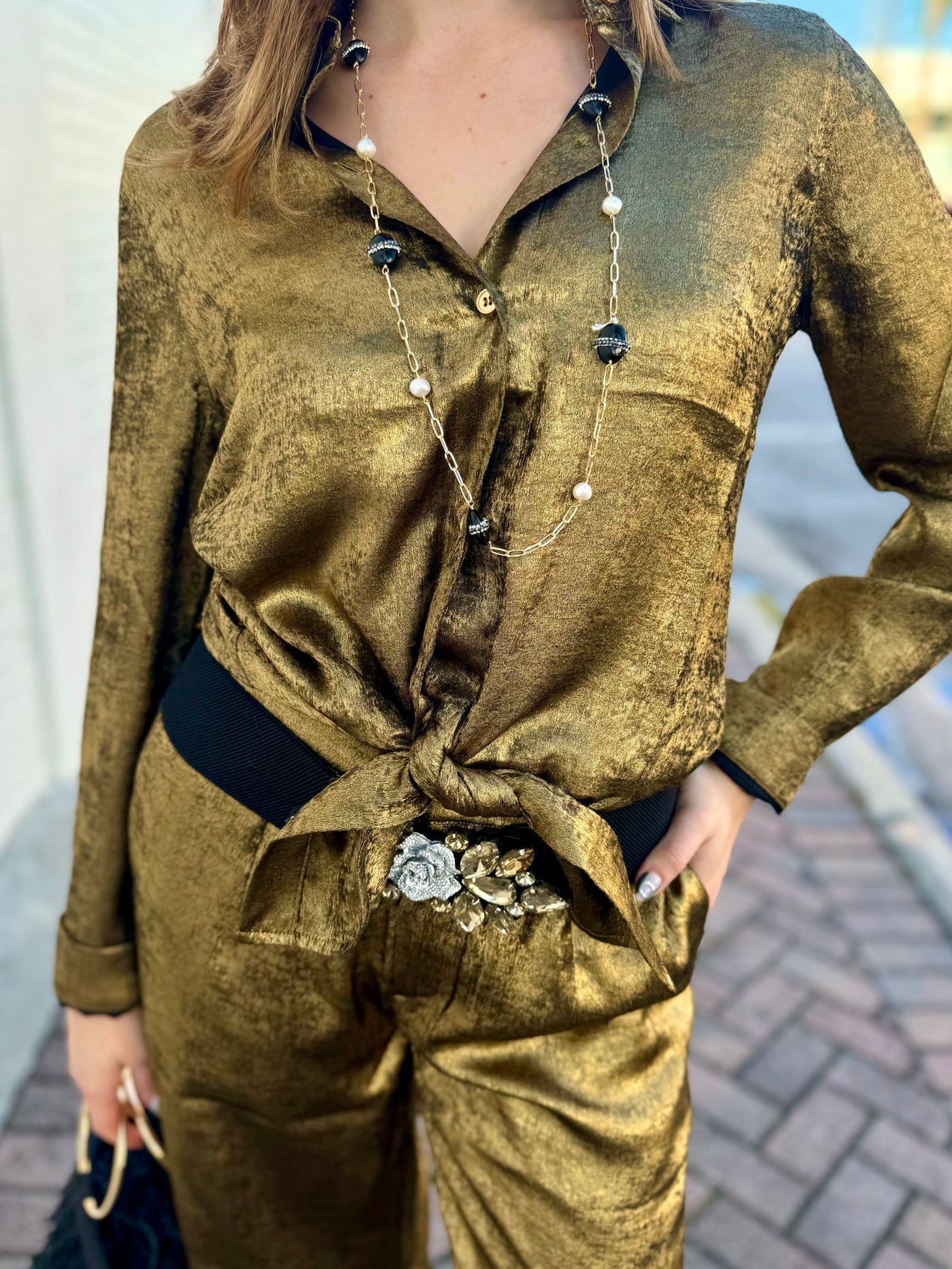 Golden Treasure Long Sleeve Button Down