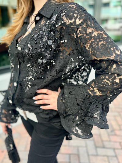 Larissa Lace Long Sleeve Button Down