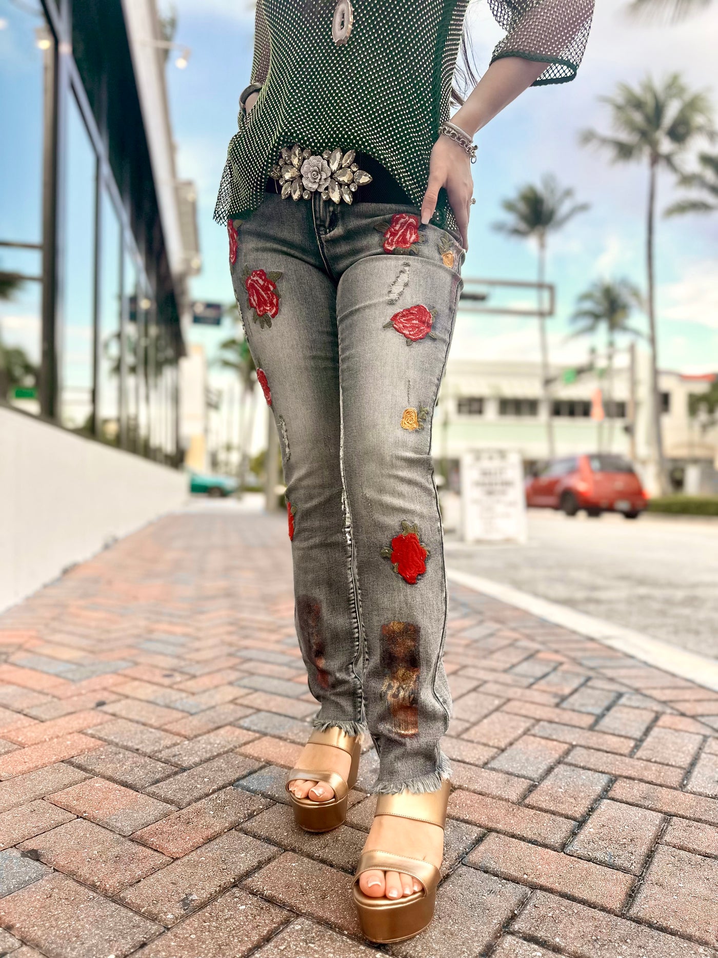 Le Fleur Embroidered Stretch Jeans