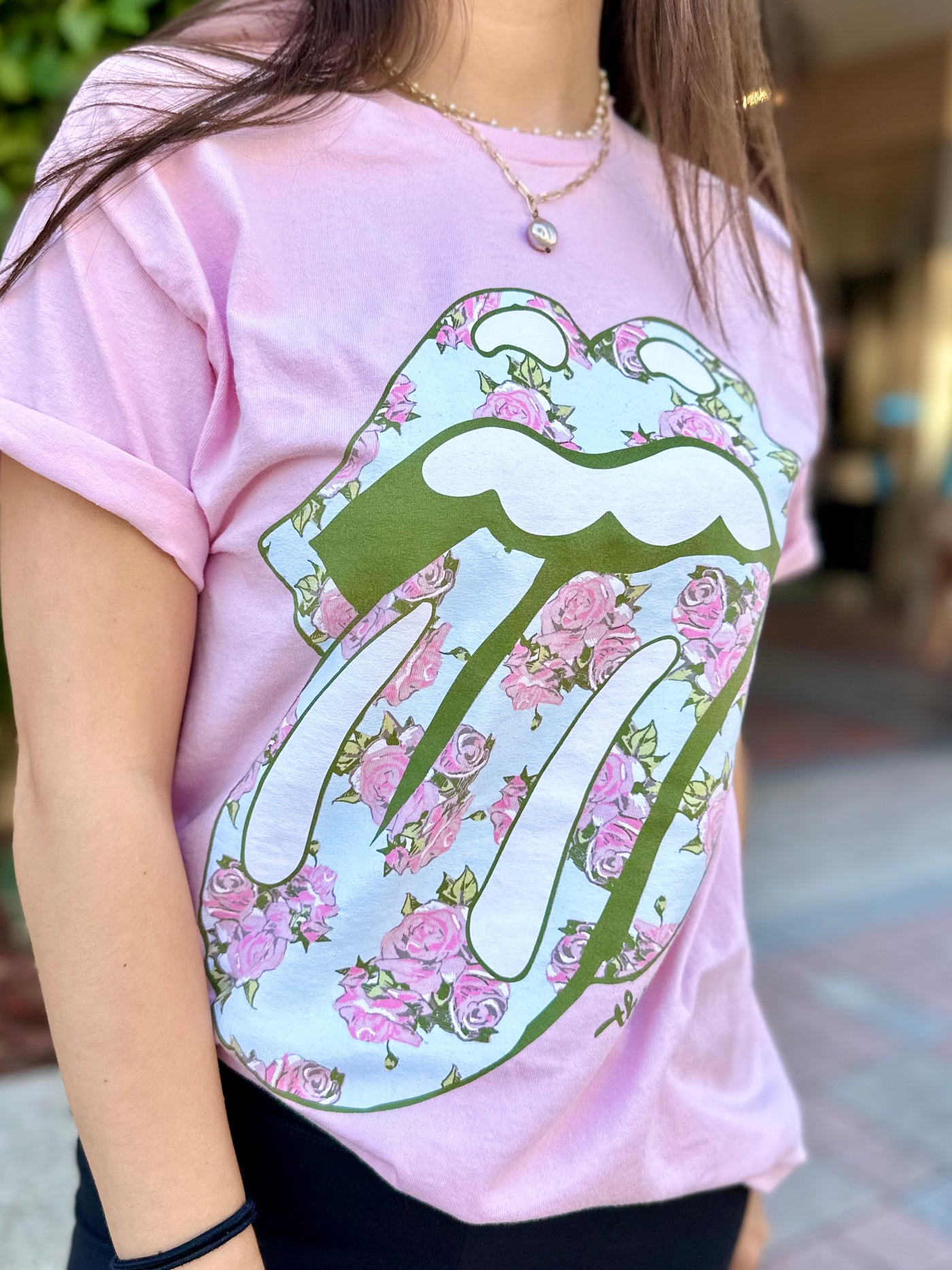Rolling Stones Floral Lick Graphic Tee