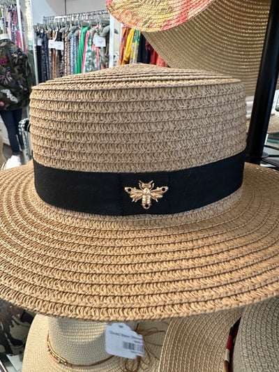 Gold Bee Straw Boaters Hat