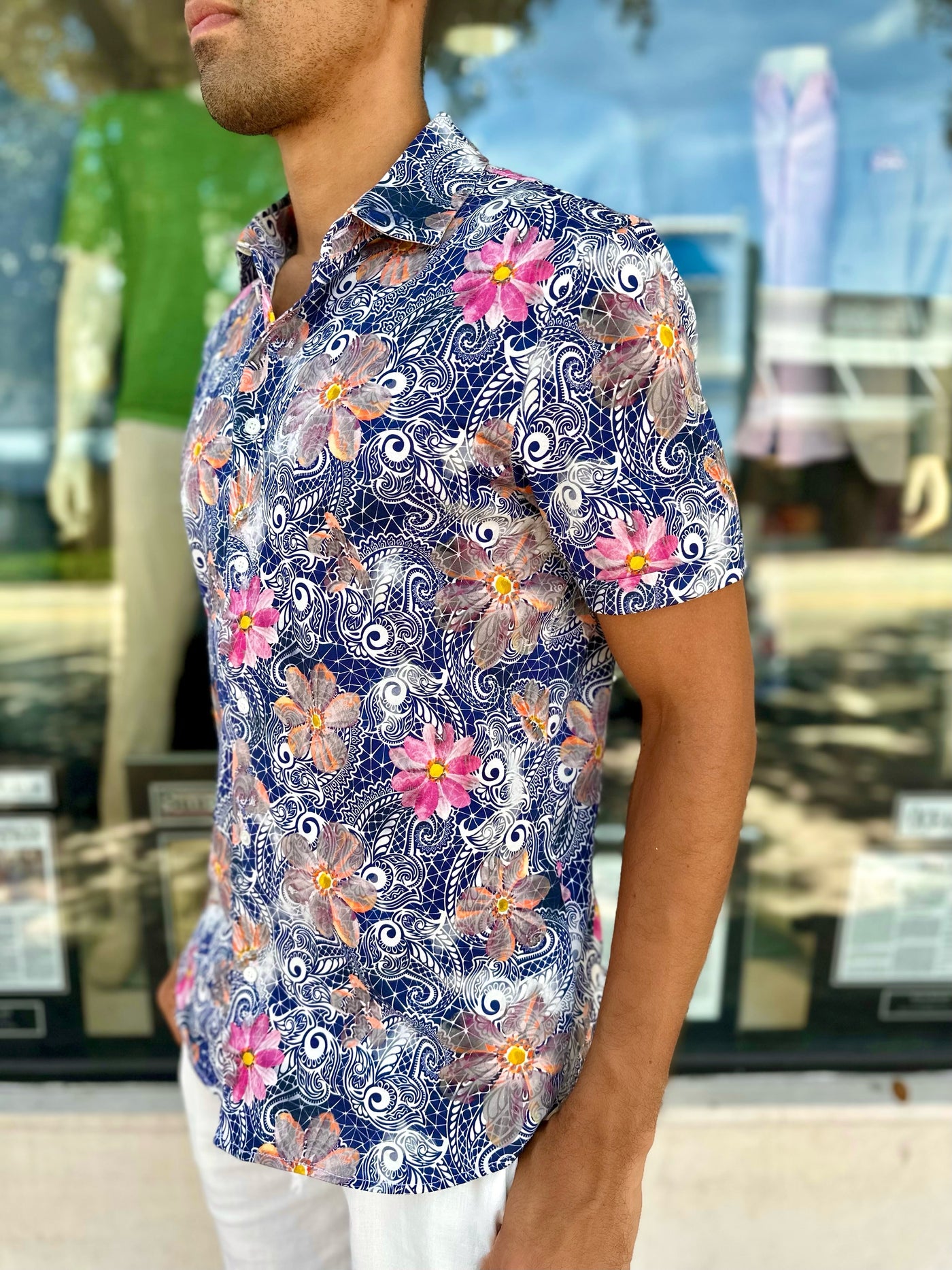 Floral Paisley Short Sleeve Button Down