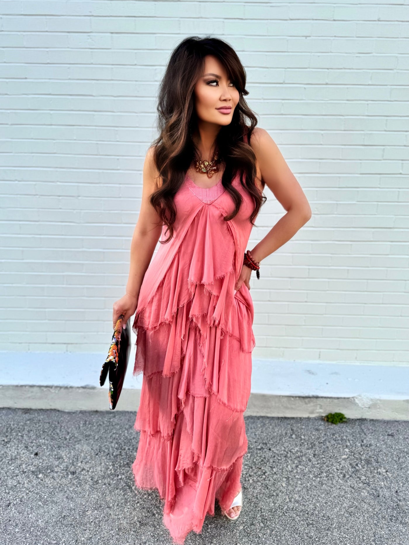 Giulia Silk Blend Layered Maxi Dress