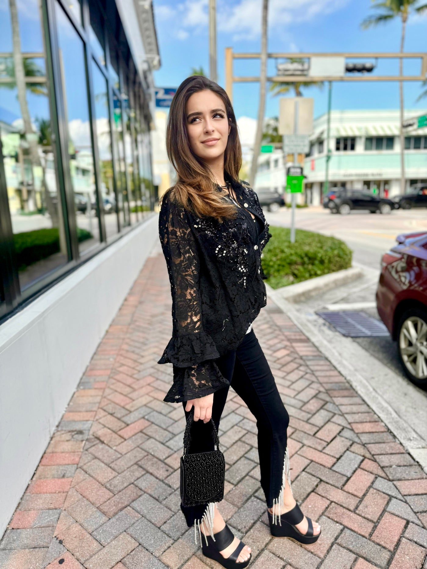 Larissa Lace Long Sleeve Button Down