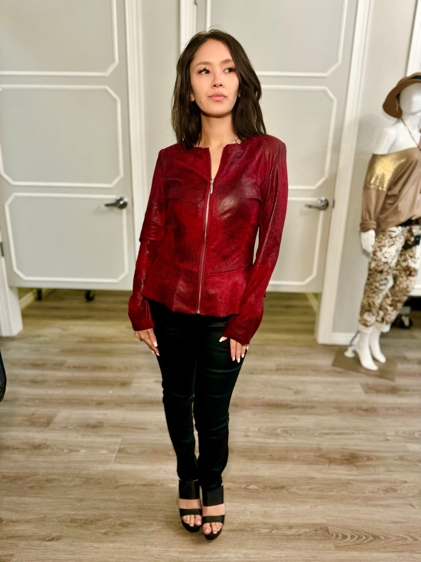 Veronica Vegan Leather Peplum Jacket