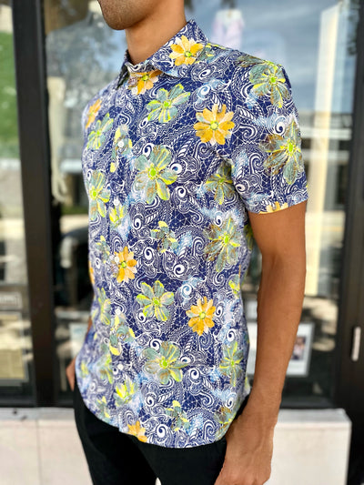 Floral Paisley Short Sleeve Button Down