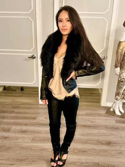 Natalia Faux Fur Vegan Leather Jacket