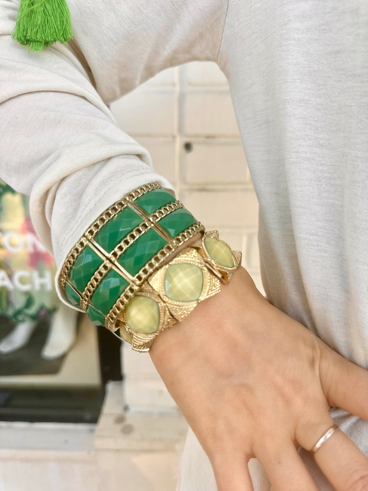 Emerald Stretch Cuff Bracelet