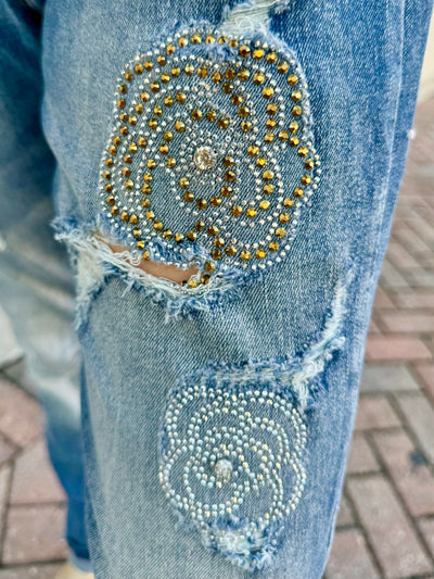 Crystal Rose Stretch Jeans