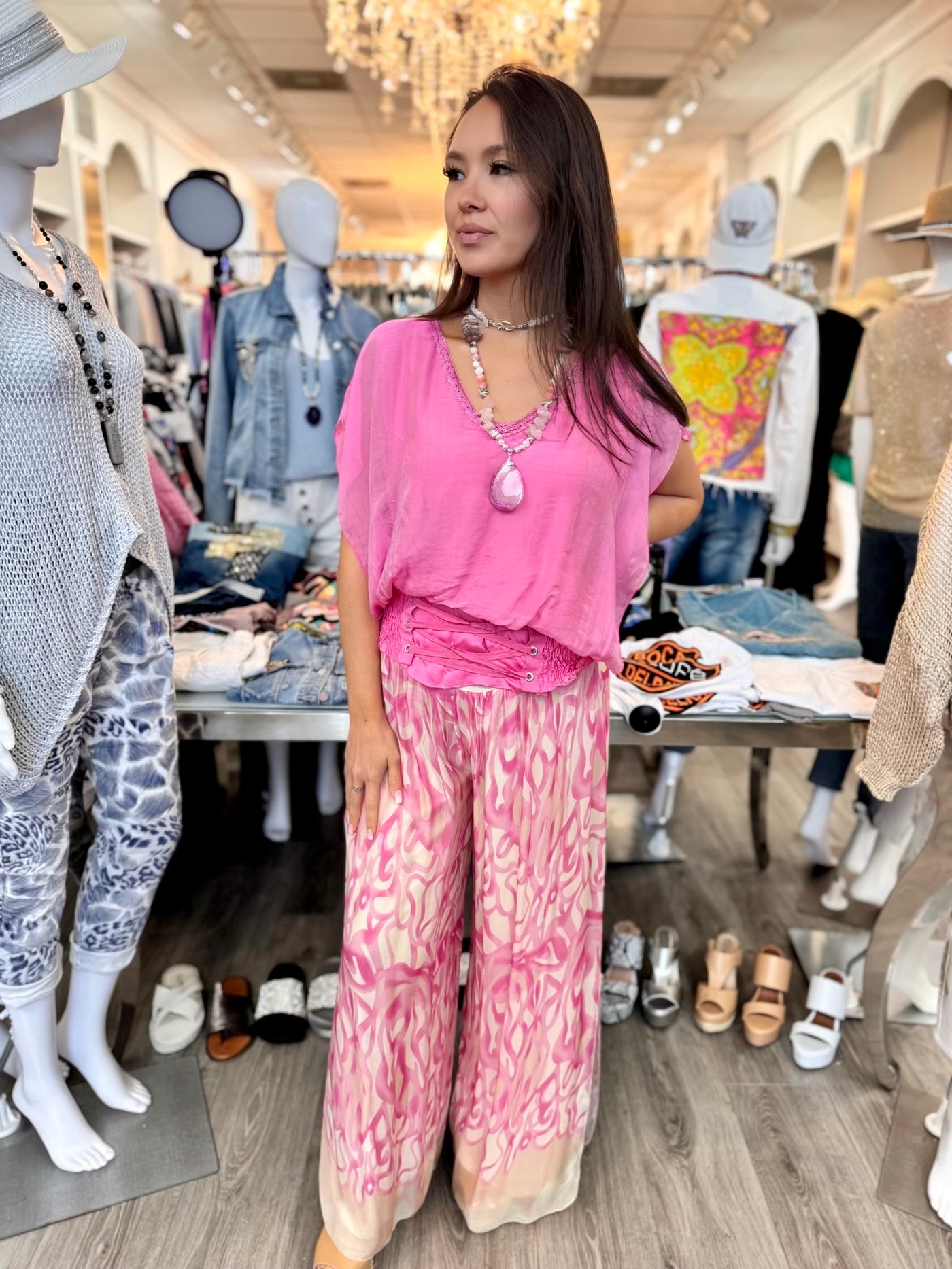 Pink Watercolor Silk Pant