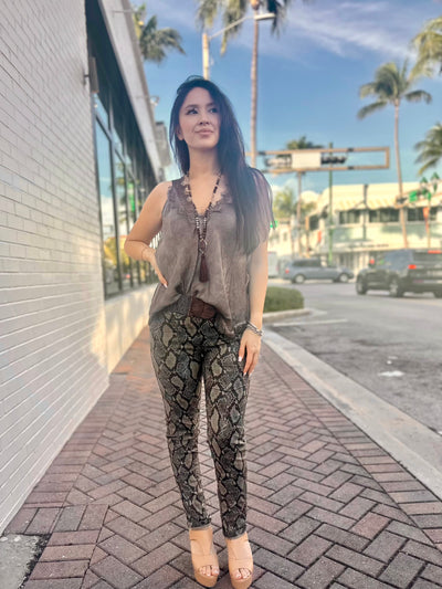 Sylvia Snakeskin Stretch Pants