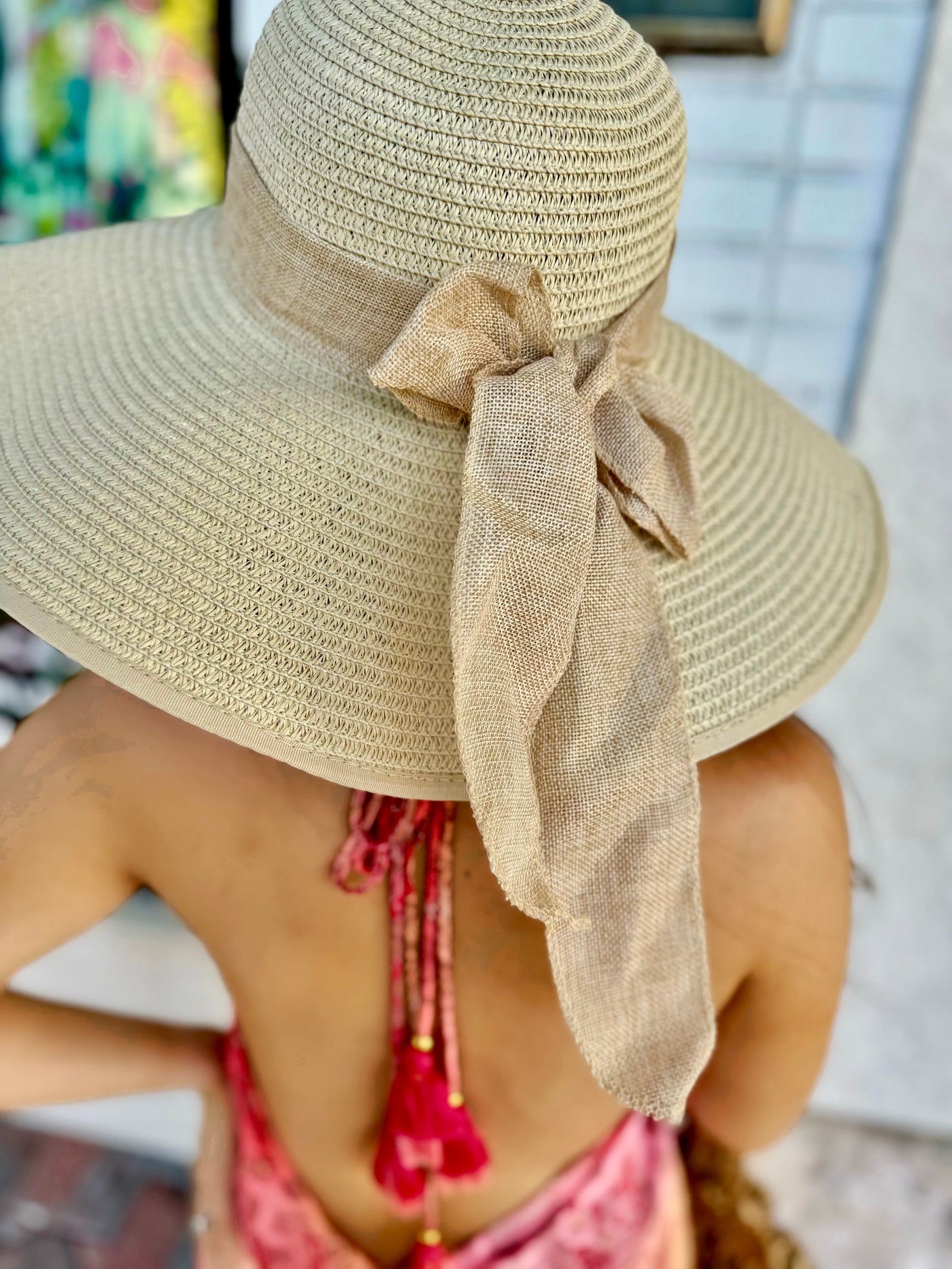 Bianca Bow Straw Floppy Hat