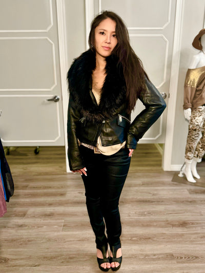 Natalia Faux Fur Vegan Leather Jacket