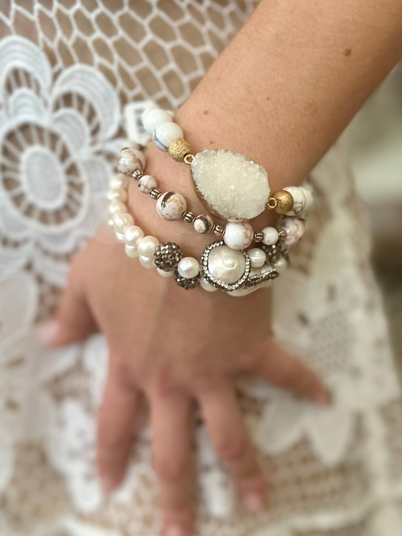 Hydra White Semiprecious Bracelet