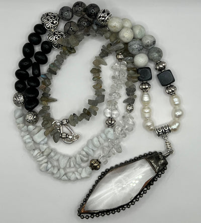 Stunning Monochrome Crystal Necklace- The Mona Necklace