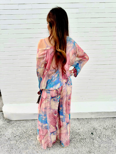 Pink Marble Silk Pant