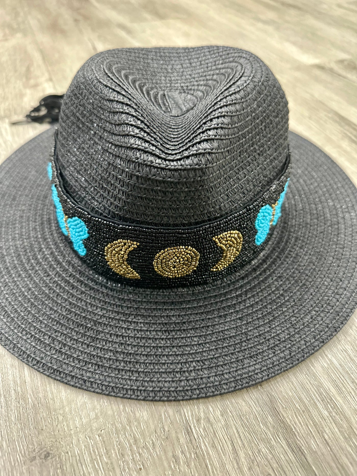 Turquoise Butterfly Moon Straw Hat