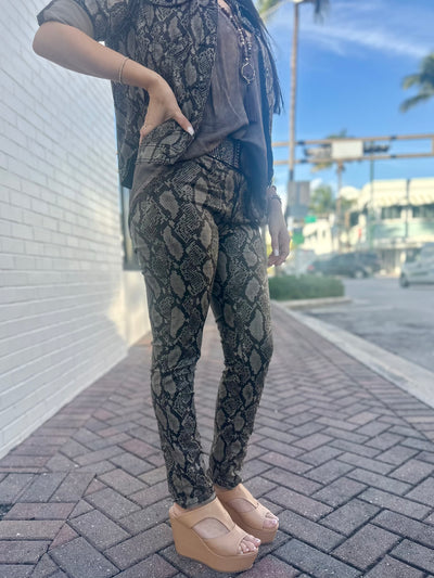 Sylvia Snakeskin Stretch Pants