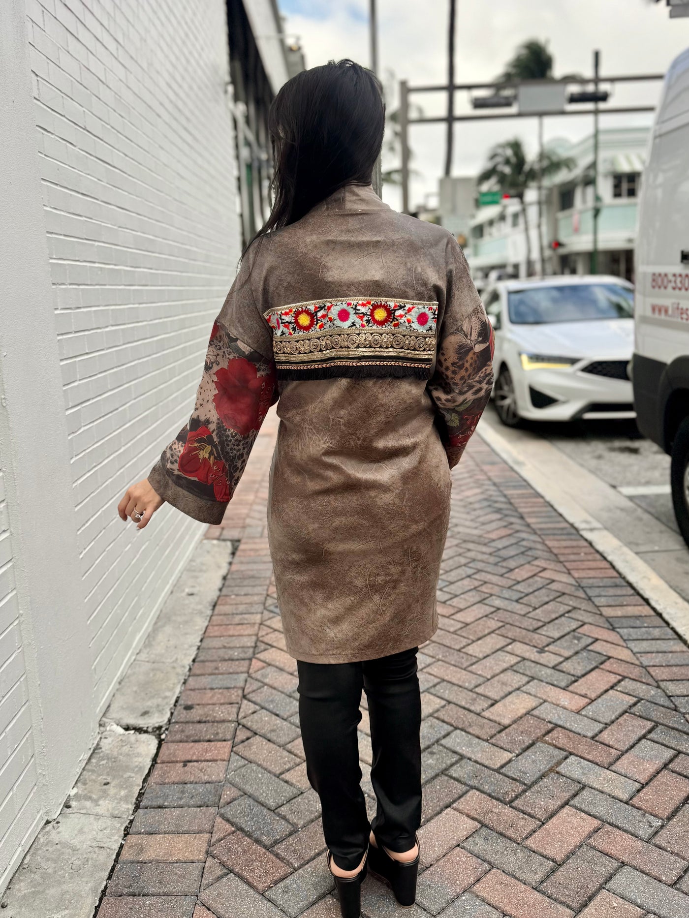 Leopard Rose Long Coat