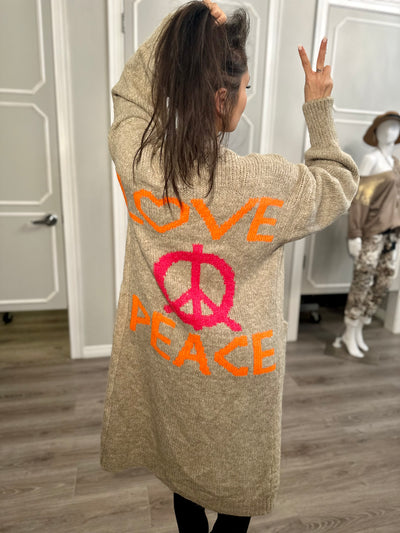 Love Peace Long Cardigan