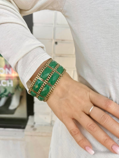 Emerald Stretch Cuff Bracelet