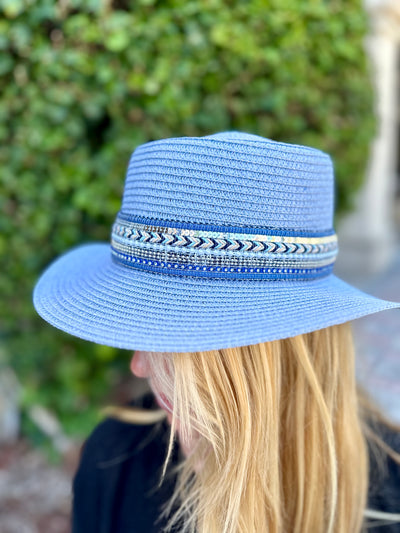 Azure Straw Boaters Hat