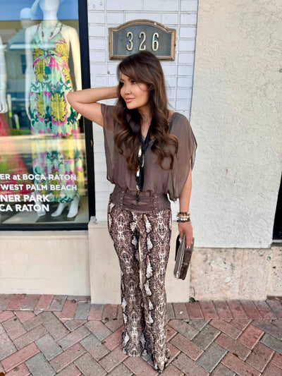 Mocha Snakeskin Tulum Pant