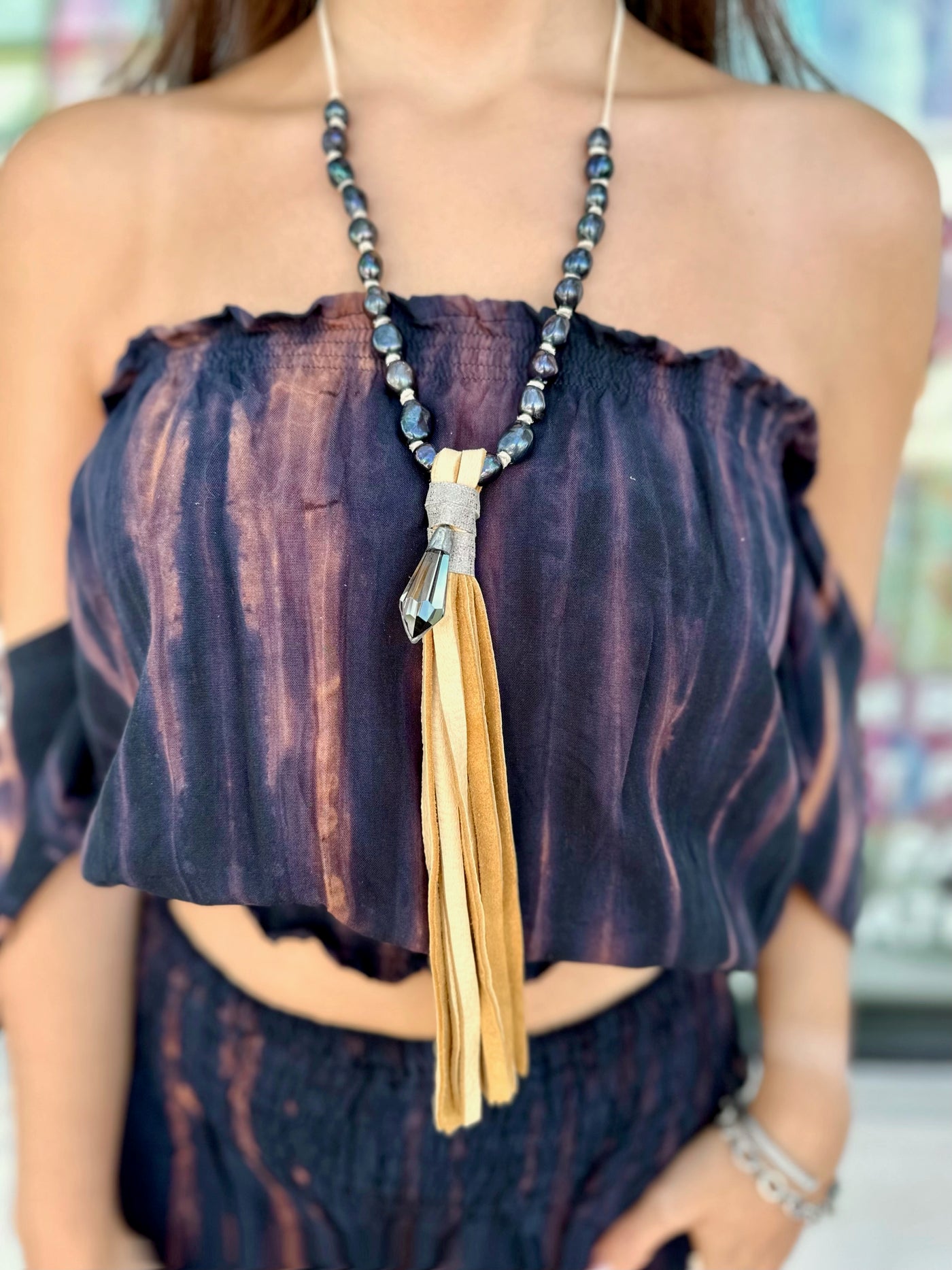 Gunmetal Tassel Necklace