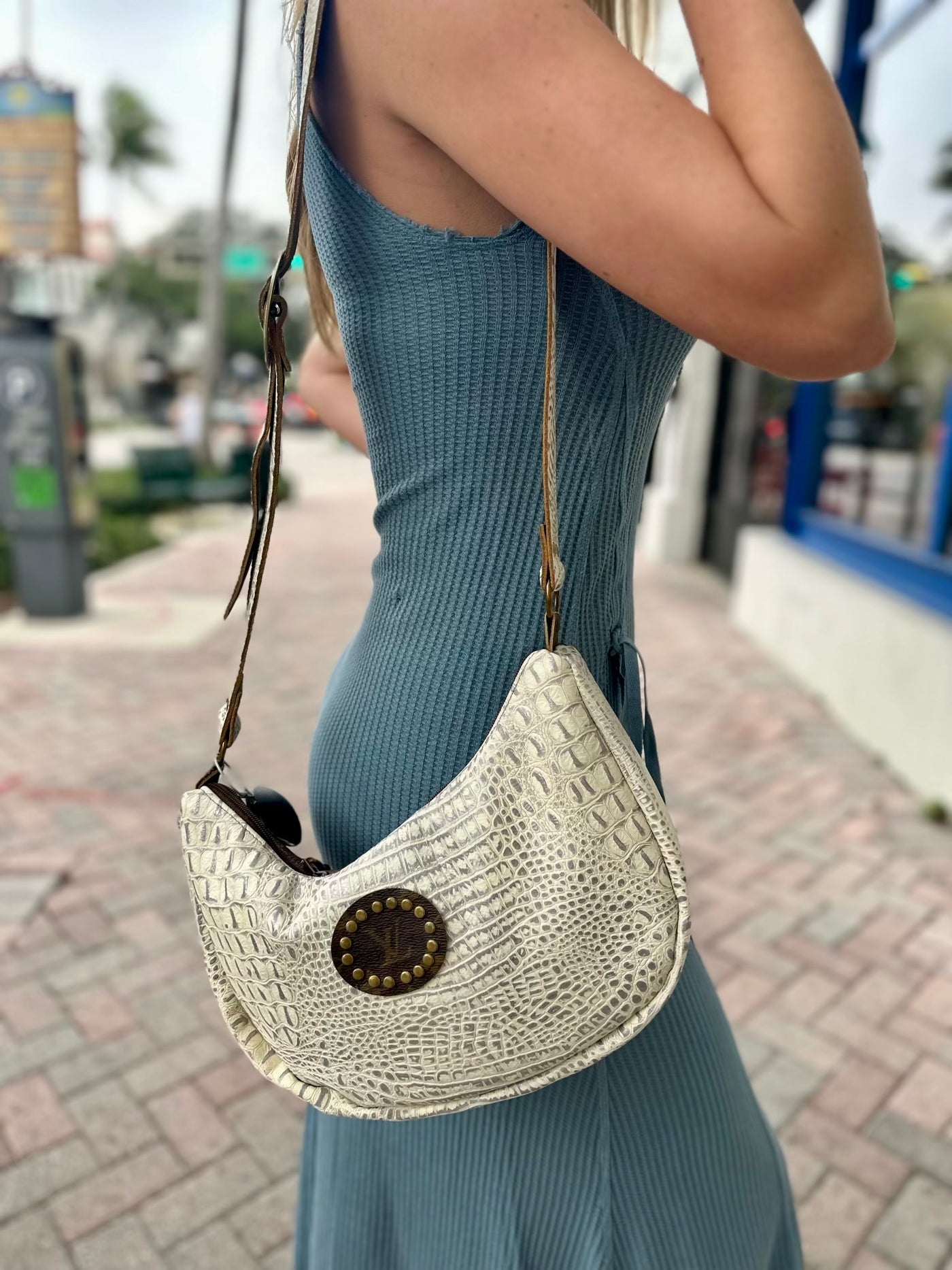 Lia Upcycled Patch Hobobag