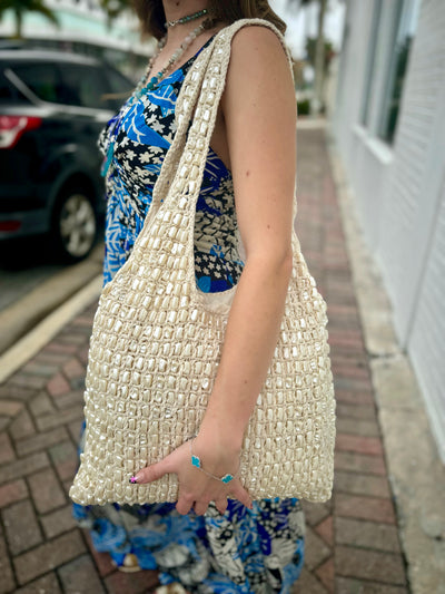 Pearl Ocean Whisper Slouchy Tote Bag