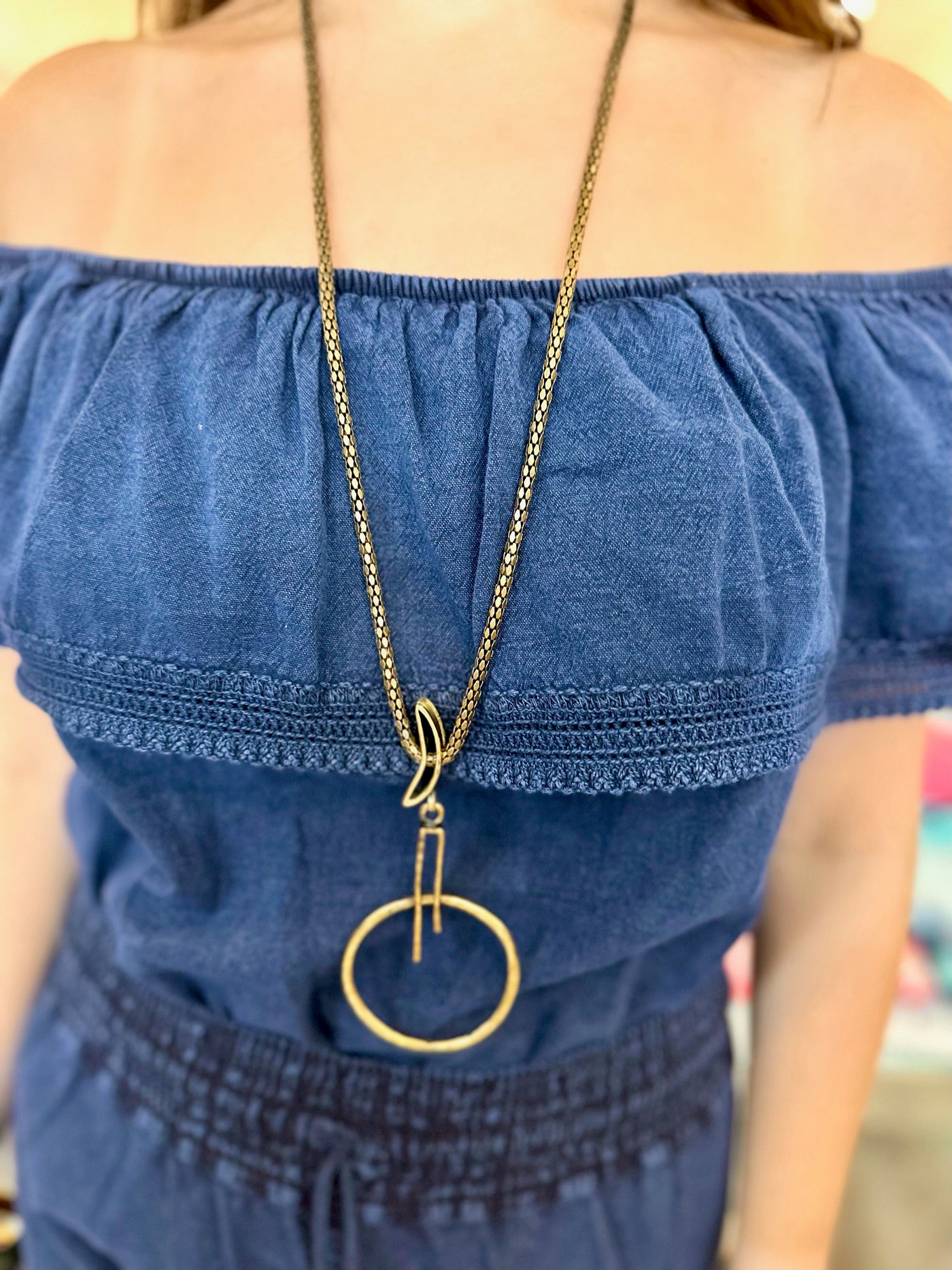 To the Moon and Back Brass Necklace