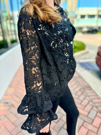 Larissa Lace Long Sleeve Button Down