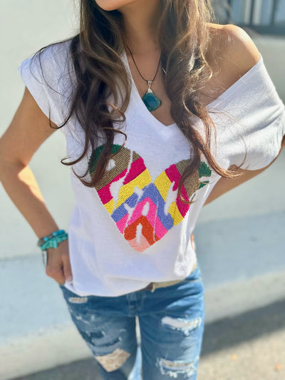 Beaded Peace Heart T-Shirt