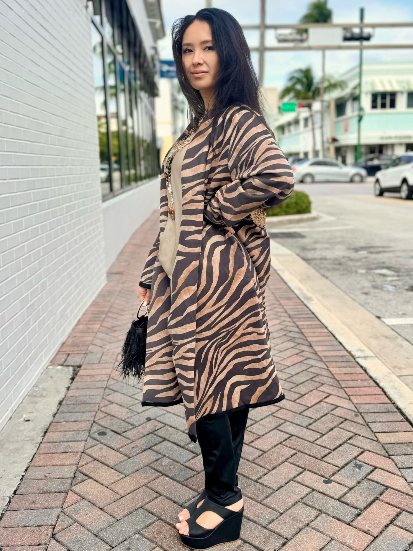 Zebra Angel Wing Long Coat