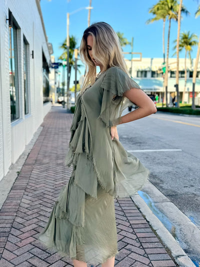 Giuliana Silk Blend Tiered Maxi Dress