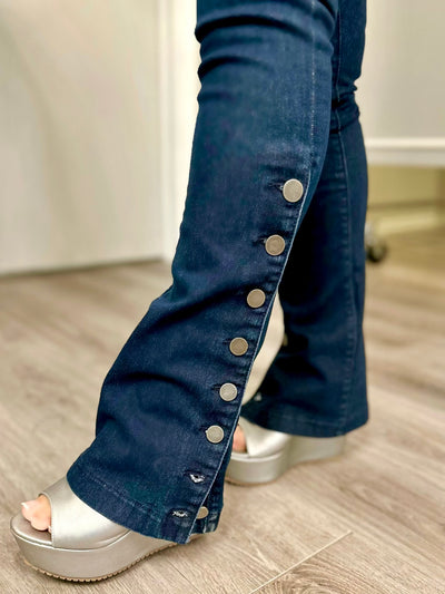 Rebecca Flare Stretch Jeans with Side Buttons