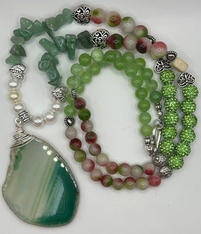 Luxurious Green Agate Pendant Necklace- Gisele Necklace from My Heart to Yours Collection