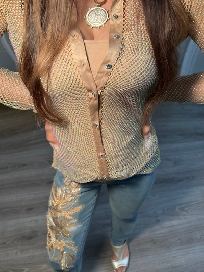 Haze Shimmer Button Down Top