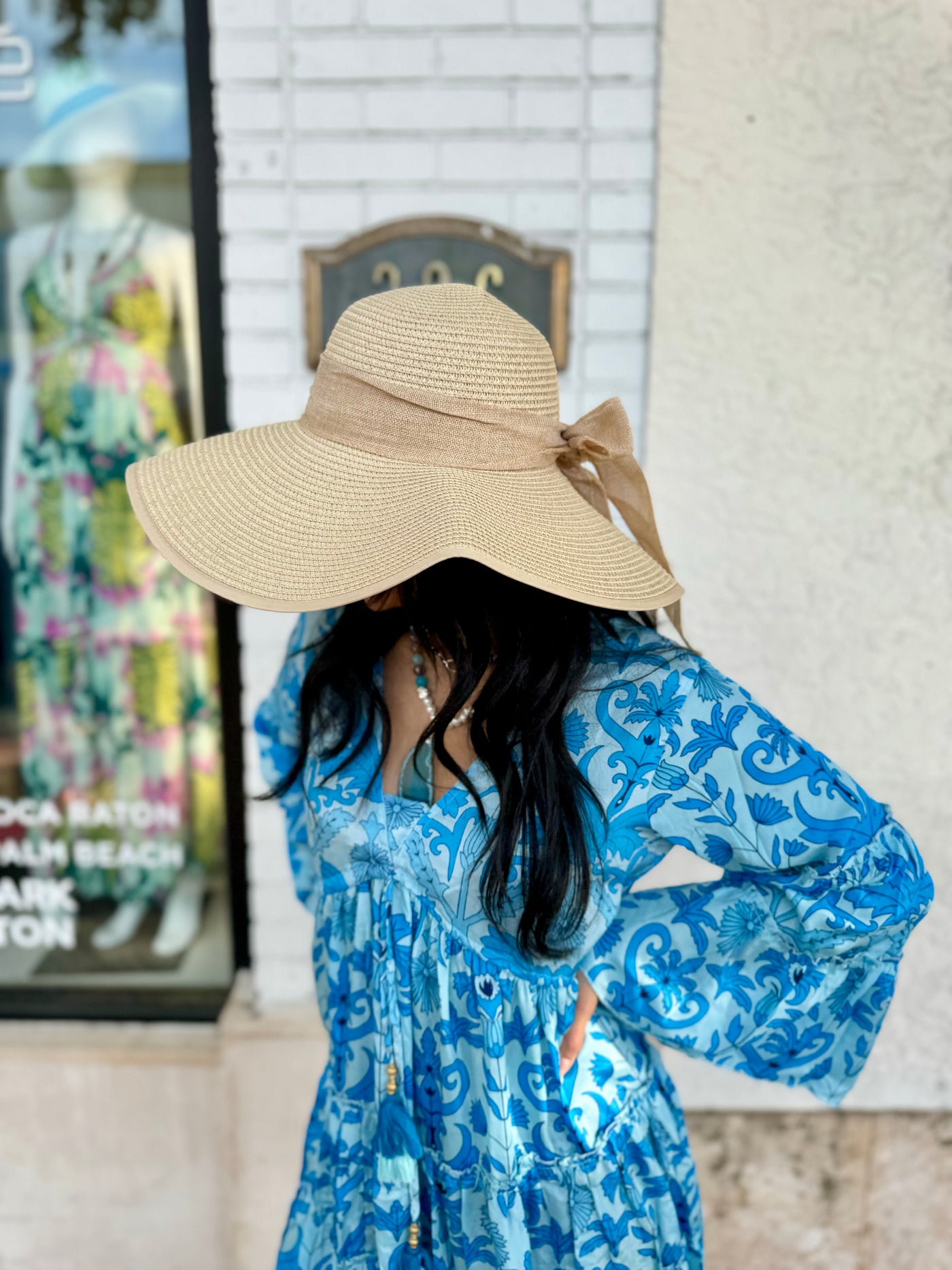 Bianca Bow Straw Floppy Hat