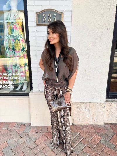 Mocha Snakeskin Tulum Pant