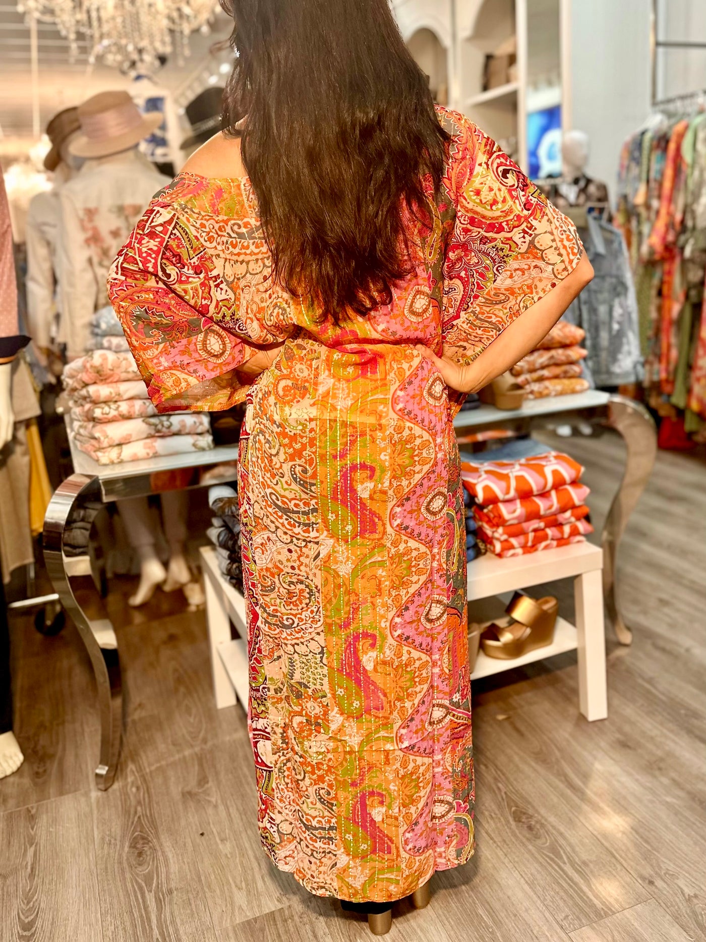 Panama Paisley Lurex Maxi Kimono