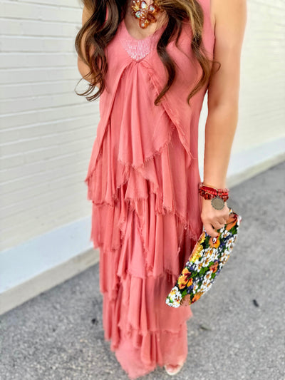 Giulia Silk Blend Layered Maxi Dress