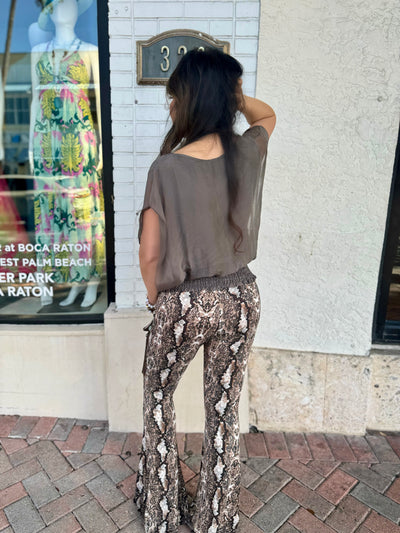 Mocha Snakeskin Tulum Pant