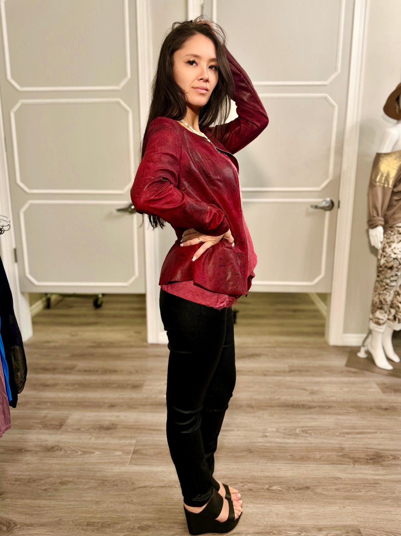 Veronica Vegan Leather Peplum Jacket