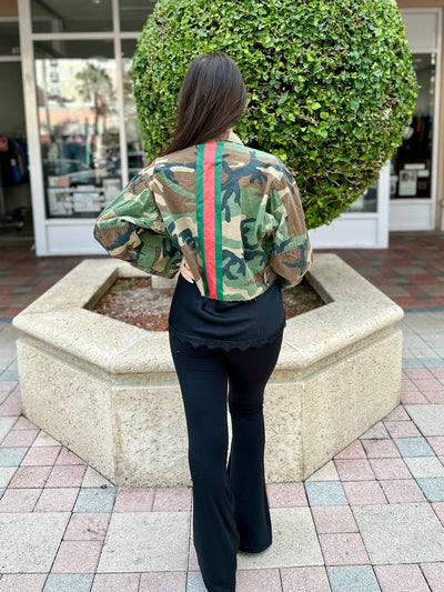Cropped Camo Patch Jacket